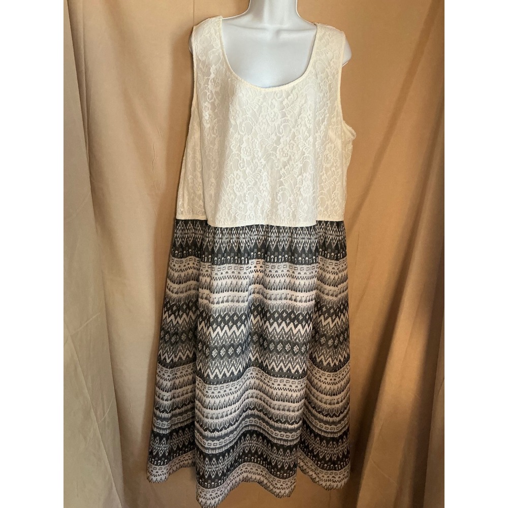 Speed Control New York Dress Womens White Black Excellent Lace Geometric Mixed